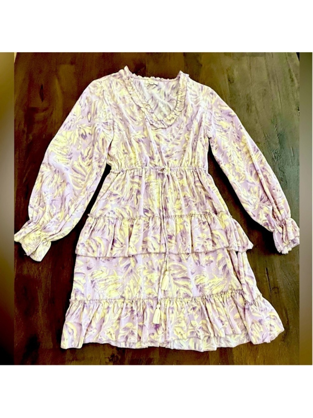 Paani Lux boutique Cream Ruffled Smocked Sundress with Bishop Sleeves,drawstring